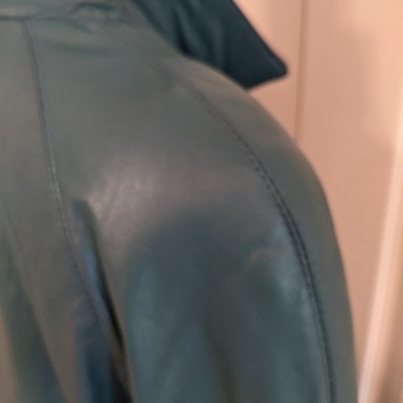 Excelled Collection Teal 100% Leather Coat NWT - Picture 4 of 15
